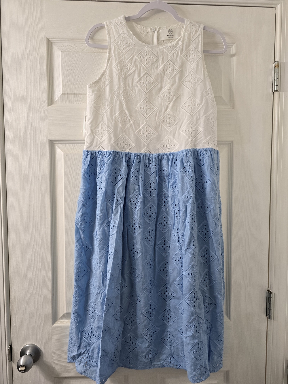NWOT Around 101 White and Light Blue Eyelet Dress - No Size
